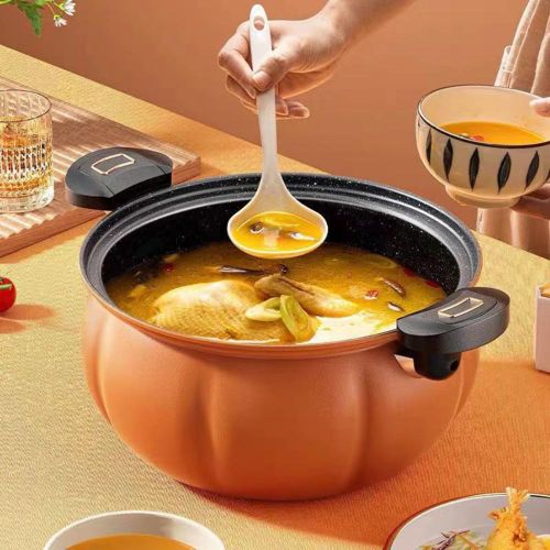 Induction Pumpkin Micro pressure cooker Hotpots Cookware pots for Gas Stove/electric induction , Electromagnetic furnace Explosion Proof Pressure with Sliding handle Fast Cooking Cookware