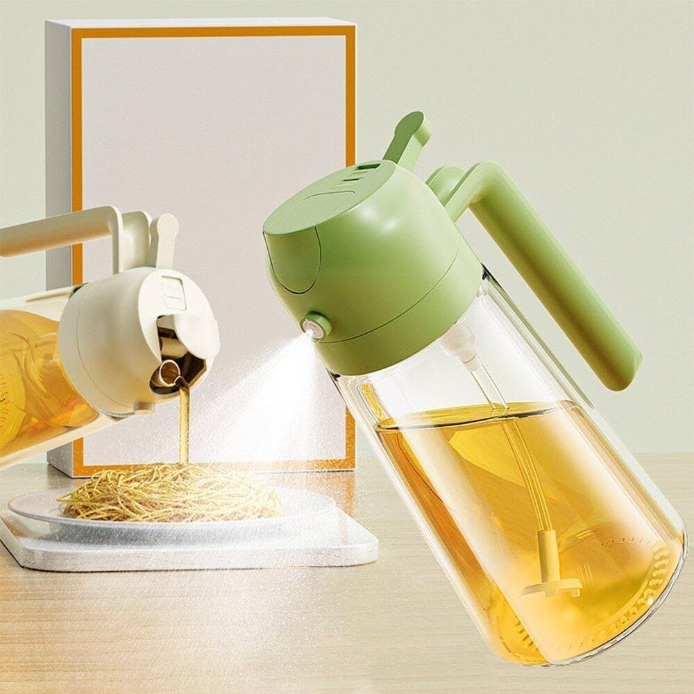 2 IN 1Oil Dispenser For Kitchen Oil Sprayer For Cooking 2 in 1 Oil Dispenser and Oil Sprayer Olive Oil Sprayer 16ozPremium Glass Oil Bottle, Food-grade Oil Mister for Air Fryer,Frying,Salad, BBQ