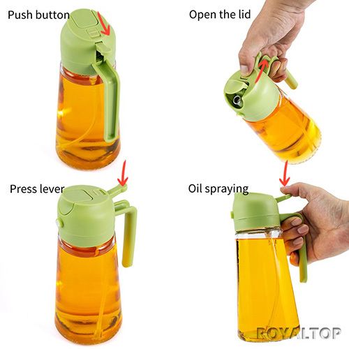 2 IN 1Oil Dispenser For Kitchen Oil Sprayer For Cooking 2 in 1 Oil Dispenser and Oil Sprayer Olive Oil Sprayer 16ozPremium Glass Oil Bottle, Food-grade Oil Mister for Air Fryer,Frying,Salad, BBQ