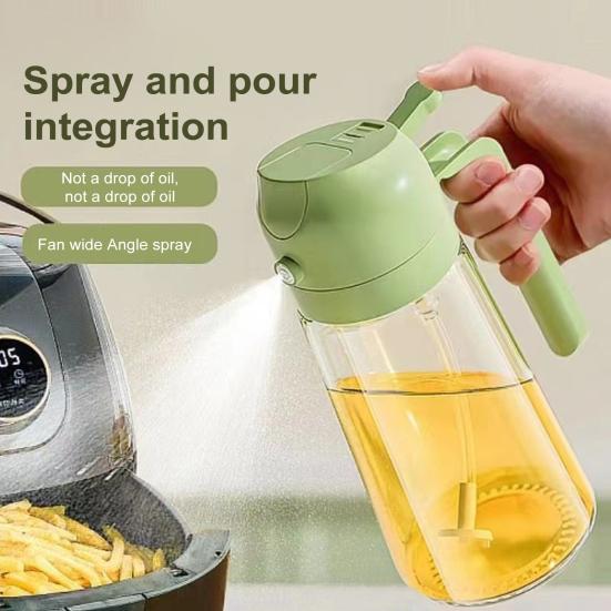 2 IN 1Oil Dispenser For Kitchen Oil Sprayer For Cooking 2 in 1 Oil Dispenser and Oil Sprayer Olive Oil Sprayer 16ozPremium Glass Oil Bottle, Food-grade Oil Mister for Air Fryer,Frying,Salad, BBQ