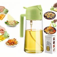2 IN 1Oil Dispenser For Kitchen Oil Sprayer For Cooking 2 in 1 Oil Dispenser and Oil Sprayer Olive Oil Sprayer 16ozPremium Glass Oil Bottle, Food-grade Oil Mister for Air Fryer,Frying,Salad, BBQ