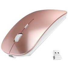 Wireless Rechargeable bluetooth Slim LED Silent Mouse 2.4G Portable Mobile Wireless Mouse Optical Office Mouse with USB Receiver, 3 Adjustable DPI for Laptop, Desktop and .color black