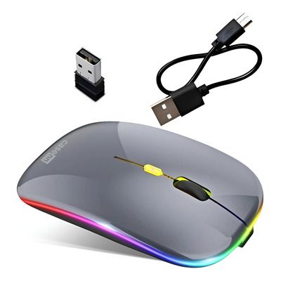 Wireless Rechargeable bluetooth Slim LED Silent Mouse 2.4G Portable Mobile Wireless Mouse Optical Office Mouse with USB Receiver, 3 Adjustable DPI for Laptop, Desktop and .color black