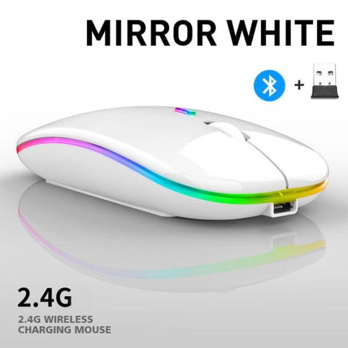 Wireless Rechargeable bluetooth Slim LED Silent Mouse 2.4G Portable Mobile Wireless Mouse Optical Office Mouse with USB Receiver, 3 Adjustable DPI for Laptop, Desktop and .color black