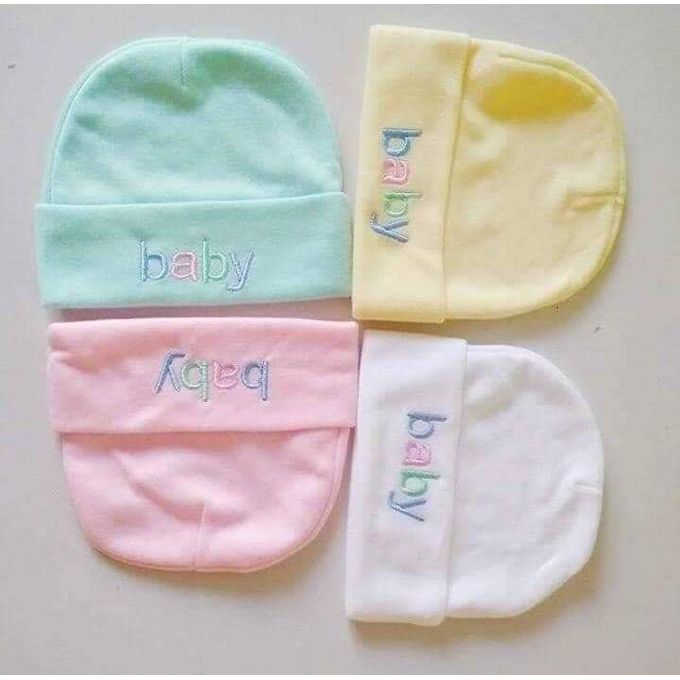 Fashion 4PCs Pure Cotton BABY Printed Newborn Baby Caps