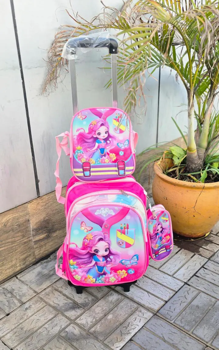 { 3 in 1 bags } Student Trolley Backpack Trolley Bags Cute High Quality Kids School Bags Burden Relief Ridge Protection Cartoon for Boy Girl