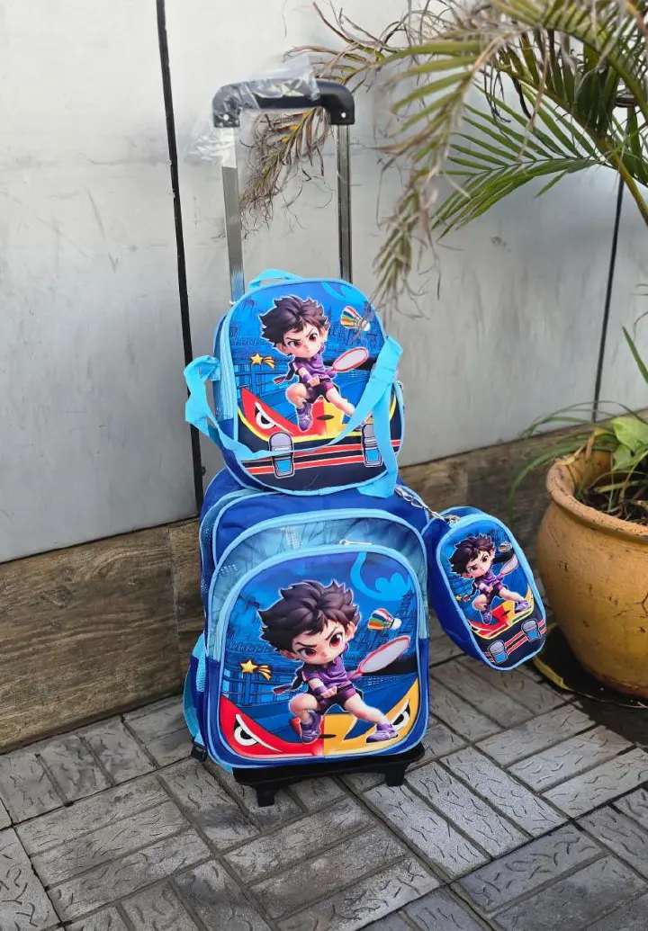 { 3 in 1 bags } Student Trolley Backpack Trolley Bags Cute High Quality Kids School Bags Burden Relief Ridge Protection Cartoon for Boy Girl