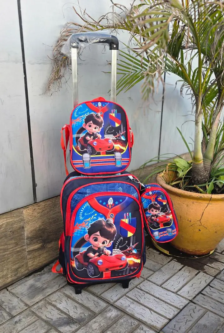 { 3 in 1 bags } Student Trolley Backpack Trolley Bags Cute High Quality Kids School Bags Burden Relief Ridge Protection Cartoon for Boy Girl