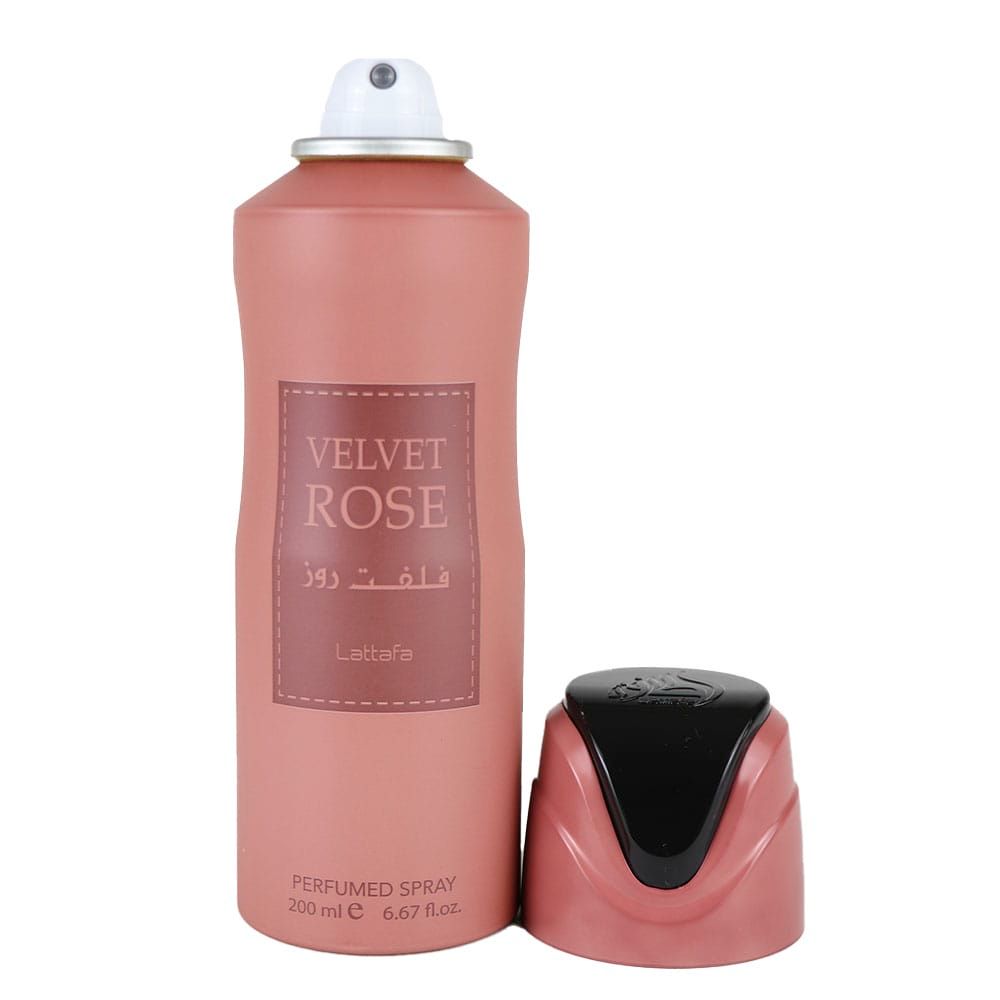 Lattafa Velvet Rose Deodorant Body Spray 200ml Corporal Perfumado for Women Original Romantic Scent Profile Women Body Spray