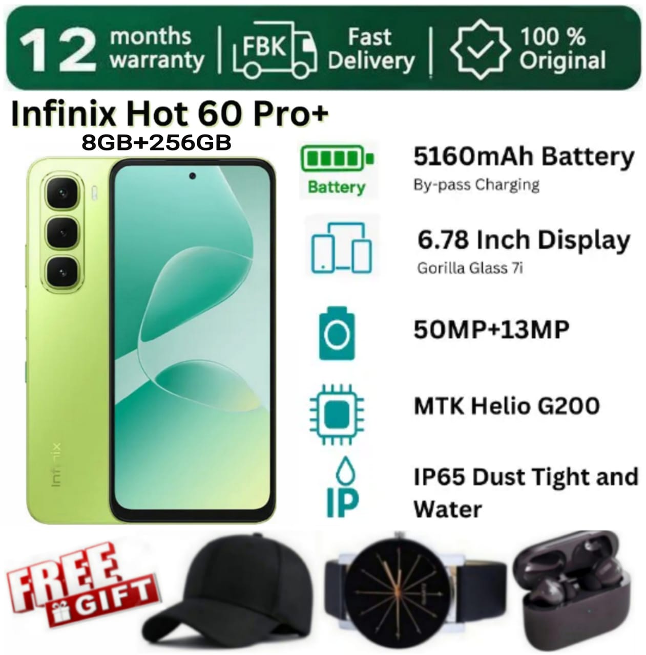 SUPER DEALS!!! [25-Month Warranty] INFINIX Hot 60 PRO Plus 256GB+16(8+8)GB 6.78" 144Hz Curved Screen Dual SIM 4G Slim Phone 45W 5160mAh Battery 50MP Camera Helio G200 Smart AI Phones + FREE GIFTS