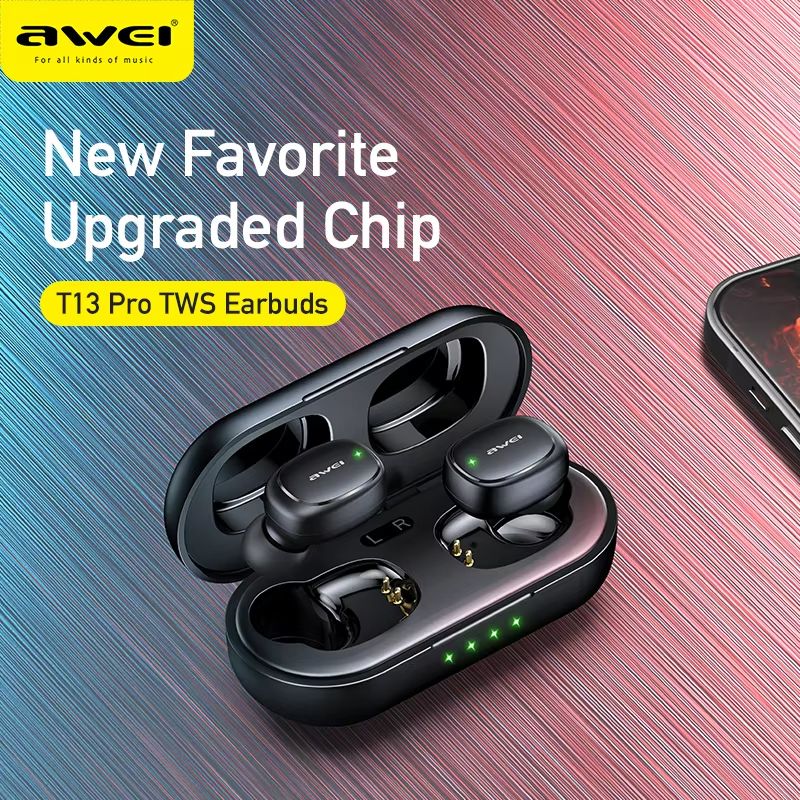 New Arrival Awei T13 Pro Earphone Promotion Bluetooth Earpods TWS Sports Earbuds V5.3 Wireless Headphones With Mic HIFI HD Sound Bluetooth Earphones In ear Headphones Headset For Gamer Sport Ear Phone