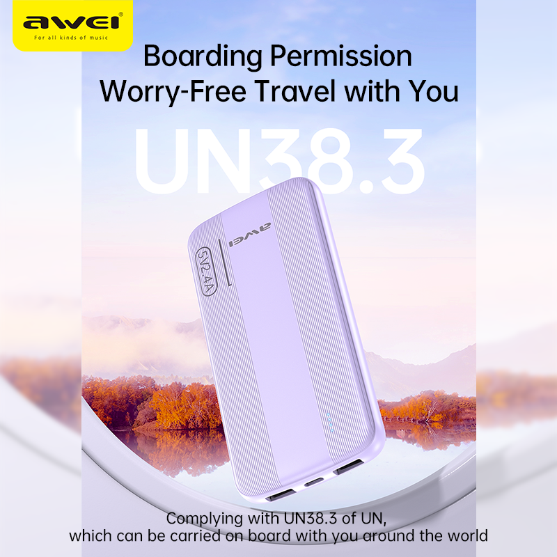 New Arrival AWEI P20K Power Banks 10000mah Dc 5v Type-C Charging Promotion Power Bank For Smart phones Laptop Tablet Portable Battery Charger Mobile Phone 2.4A Mobile Power Bank tv earpods