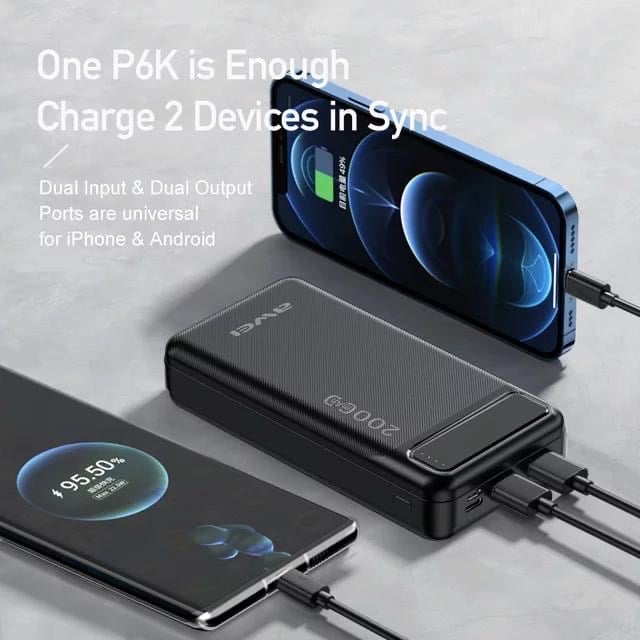 New Arrival Awei P6K Power Banks 20000mah Dc 5v Type-C Charging Promotion Power Bank For Smart phones Laptop Tablet Portable Battery Charger Mobile Phone Mobile Power Bank tv earpods earphones