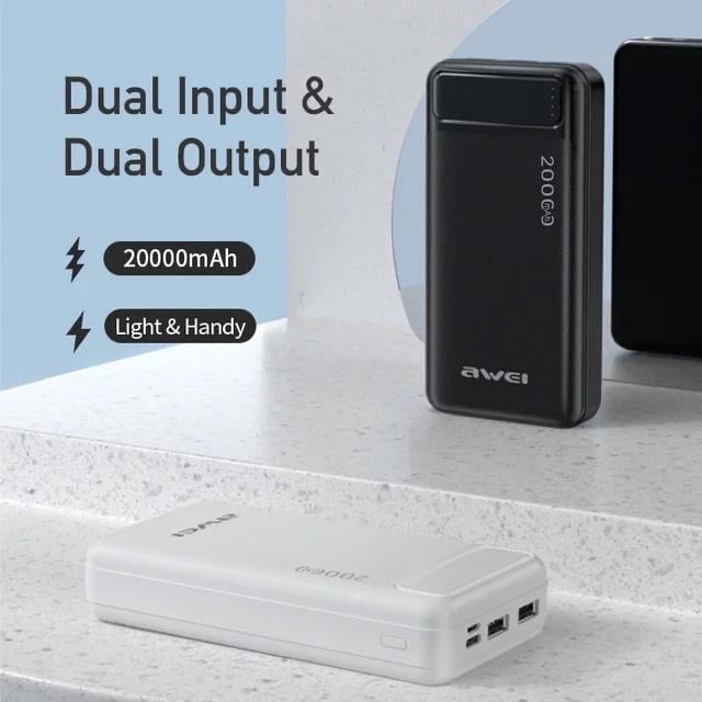 New Arrival Awei P6K Power Banks 20000mah Dc 5v Type-C Charging Promotion Power Bank For Smart phones Laptop Tablet Portable Battery Charger Mobile Phone Mobile Power Bank tv earpods earphones