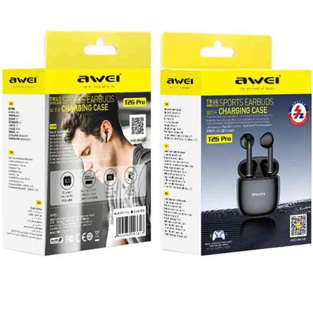 New Arrival Awei T26 Pro Earphone Promotion Bluetooth Earpods TWS Sports Earbuds V5.3 Wireless Headphones With Mic HIFI HD Sound Bluetooth Earphones In ear Headphones Headset For Gamer Sport Ear Phone