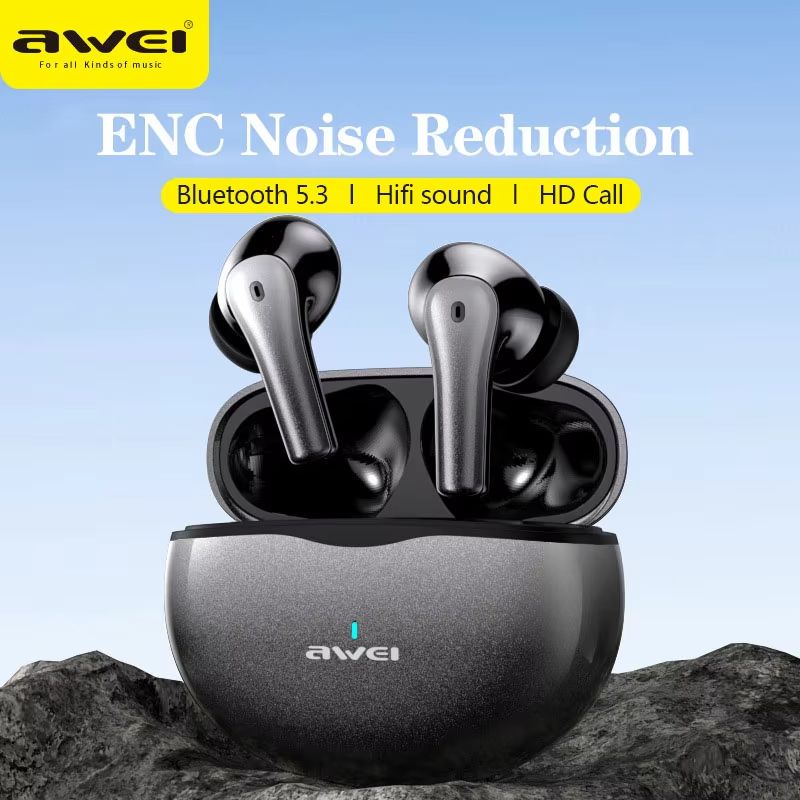 New Arrival Awei T62 ENC Earphone Promotion Bluetooth Earpods TWS Sports Earbuds V5.3 Wireless Headphones With Mic HIFI HD Sound Bluetooth Earphones In ear Headphones Headset For Gamer Sport Ear Phone