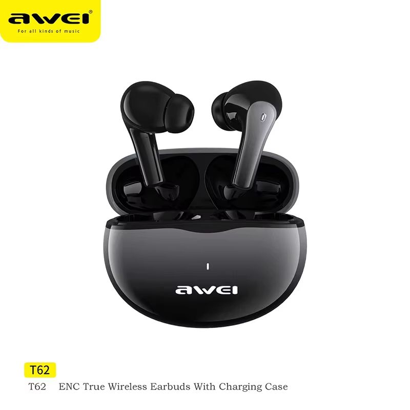 New Arrival Awei T62 ENC Earphone Promotion Bluetooth Earpods TWS Sports Earbuds V5.3 Wireless Headphones With Mic HIFI HD Sound Bluetooth Earphones In ear Headphones Headset For Gamer Sport Ear Phone