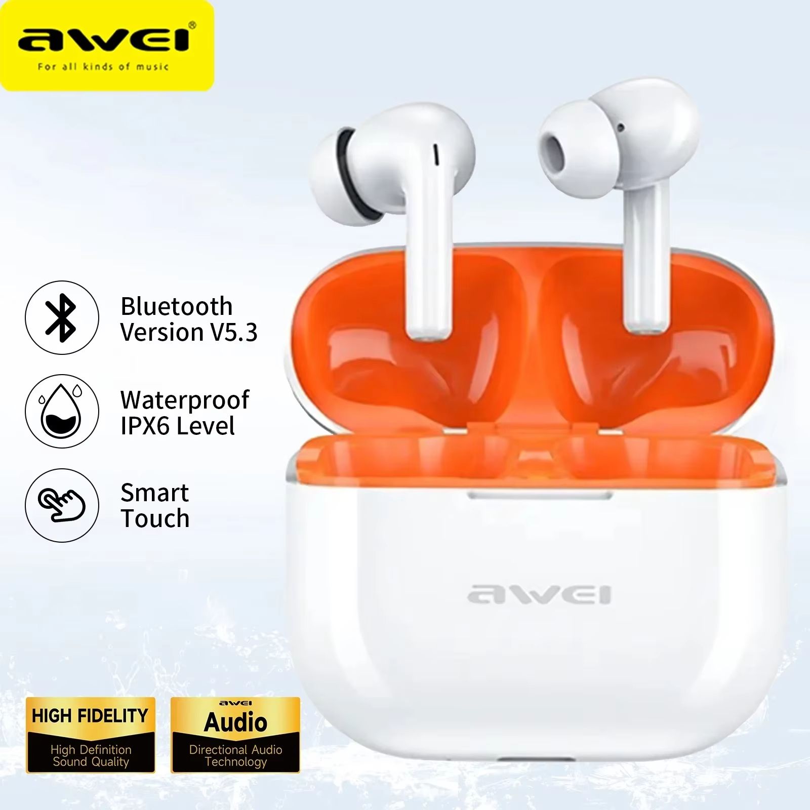 New Arrival Awei T1 Pro Earphone  Promotion Bluetooth Earpods TWS Sports Earbuds V5.3 Wireless Headphones With Mic HIFI HD Sound Bluetooth Earphones In ear Headphones Headset For Gamer Sport Ear phone