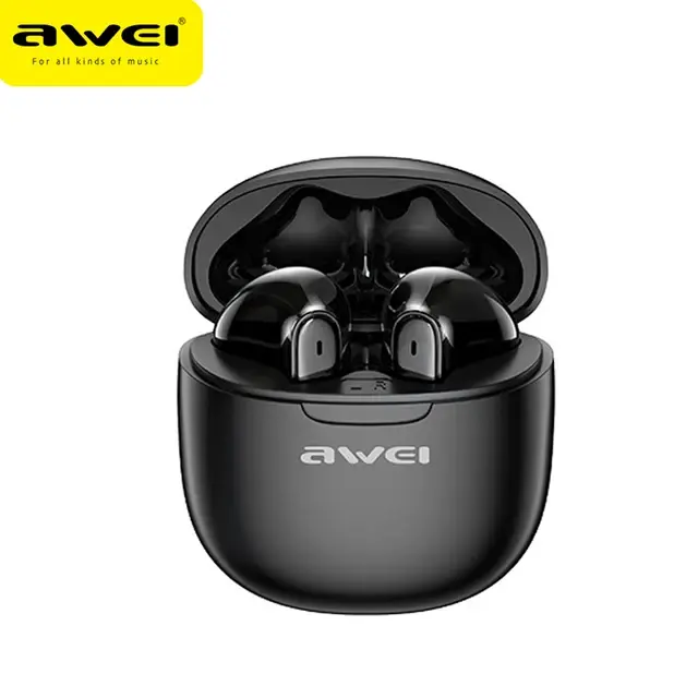 Awei T68 Earphone Earpods ENC TWS Wireless Earphones Bluetooth 5.3 Charging Case 4 Microphone Noise Reduction TWS Earbuds Deep Bass Touch Earphones Long Battery Life Gaming Headset Era