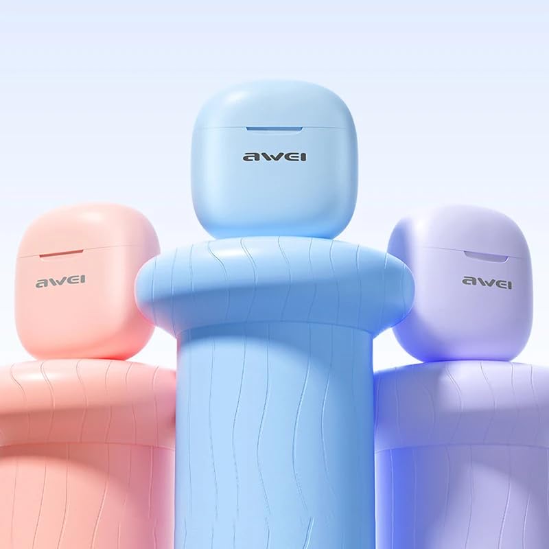 Awei T68 Earphone Earpods ENC TWS Wireless Earphones Bluetooth 5.3 Charging Case 4 Microphone Noise Reduction TWS Earbuds Deep Bass Touch Earphones Long Battery Life Gaming Headset Era