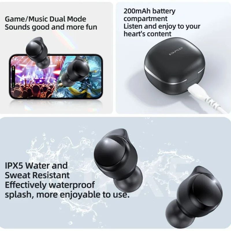 New Arrival AWEI T78 Earphone Promotion Bluetooth Earpods TWS Sports Earbuds V5.3 Wireless Headphones With Mic HIFI HD Sound Bluetooth Earphones In ear Headphones Headset For Gamer Sport Ear phone