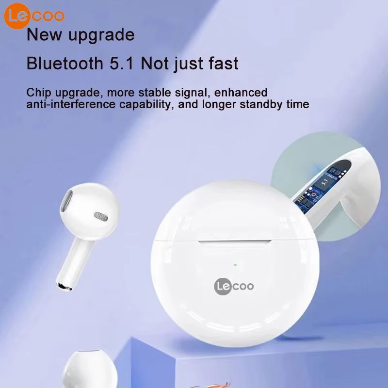 Lenovo Lecoo EW305 TWS Earphone Earpods Wireless Earbuds Bluetooth Earphones Bt5.3 Charging Case TWS Earpods Deep Bass Touch Airbuds Long Battery Life Gaming Headset sports Bluetooth Headphones