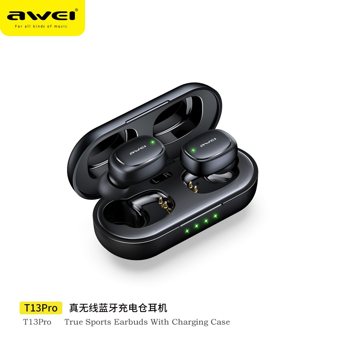 New Arrival Awei T13 Pro Earphone Promotion Bluetooth Earpods TWS Sports Earbuds V5.3 Wireless Headphones With Mic HIFI HD Sound Bluetooth Earphones In ear Headphones Headset For Gamer Sport Ear Phone