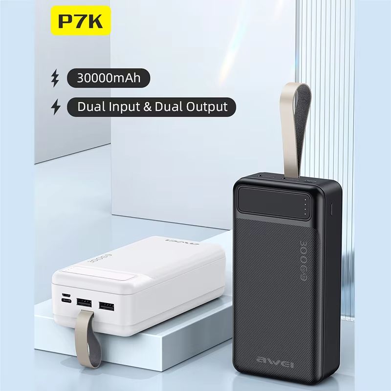New Arrival Awei P7k Power Banks 30000mah Dc 5v Type-C Charging Promotion Power Bank Smart phones Laptop Tablet Portable Battery Charger Mobile Phone Mobile Power Bank tv earpods