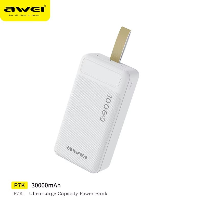 New Arrival Awei P7k Power Banks 30000mah Dc 5v Type-C Charging Promotion Power Bank Smart phones Laptop Tablet Portable Battery Charger Mobile Phone Mobile Power Bank tv earpods