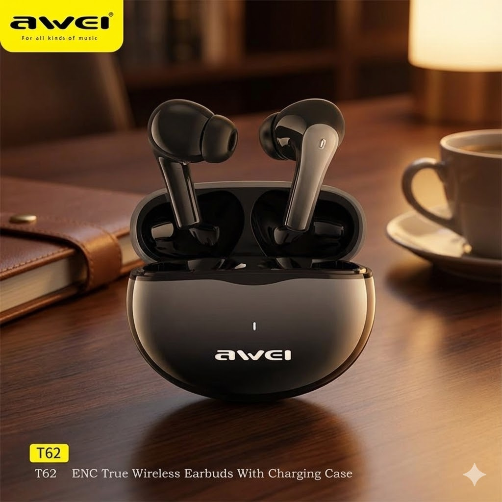 New Arrival Awei T62 ENC Earphone Promotion Bluetooth Earpods TWS Sports Earbuds V5.3 Wireless Headphones With Mic HIFI HD Sound Bluetooth Earphones In ear Headphones Headset For Gamer Sport Ear Phone