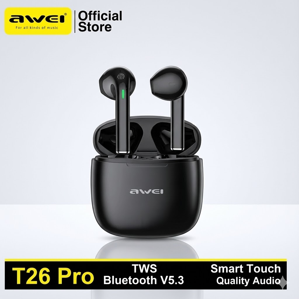 New Arrival Awei T26 Pro Earphone Promotion Bluetooth Earpods TWS Sports Earbuds V5.3 Wireless Headphones With Mic HIFI HD Sound Bluetooth Earphones In ear Headphones Headset For Gamer Sport Ear Phone