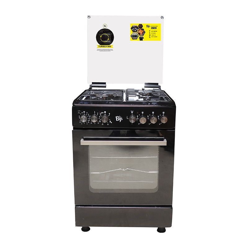 BJ's Free Standing 60x60 Cooker  3 Gas+ 1 Hotplate  ELEGANT I-6011T Turbo Fan  Oven 60L Capacity 1 Year Warranty