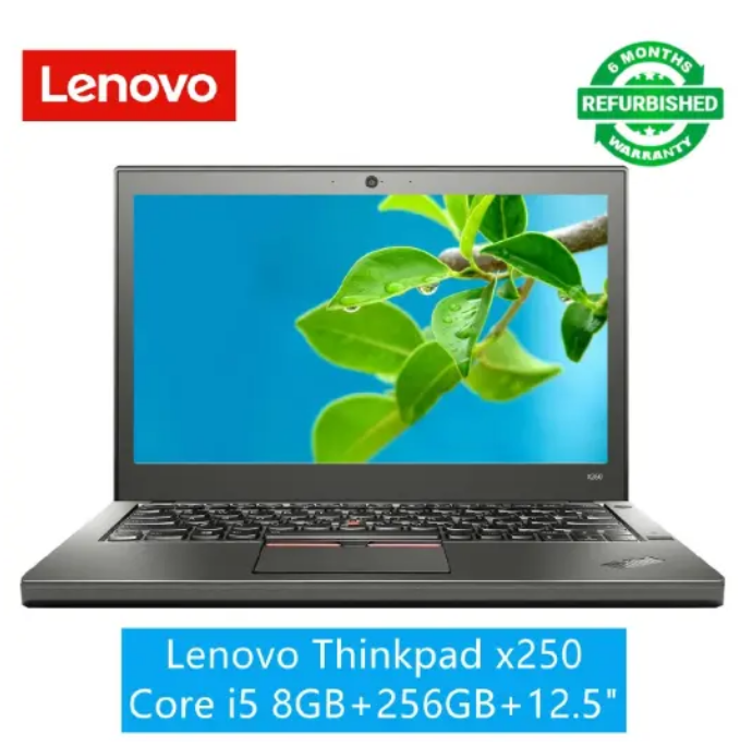 {8GB+256GB+Core i5} Lenovo Thinkpad X250 Laptop Core i5 8GB RAM + 256GB SSD Storage 12.5" Inch Display Refurbished Windows and Office Installed Notebook High Quality Grade 1 Computer