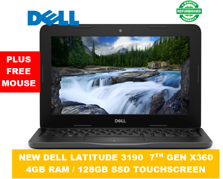 DELL LATITUDE 3190 4GB RAM / 128GB SSD STORAGE 7TH GEN X360 TOUCHSCREEN LAPTOP  WINDOWS 11 PRO 12 INCH DISPLAY PLUS FREE MOUSE