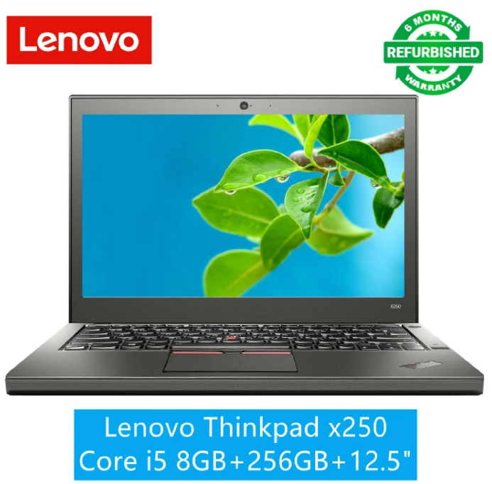 Lenovo Thinkpad x250 Core i5 8GB / 256GB 12.5" Windows 10  Refurbished Laptop  Notebook Black 12 inch Black Laptops Computer PLUS FREE MOUSE