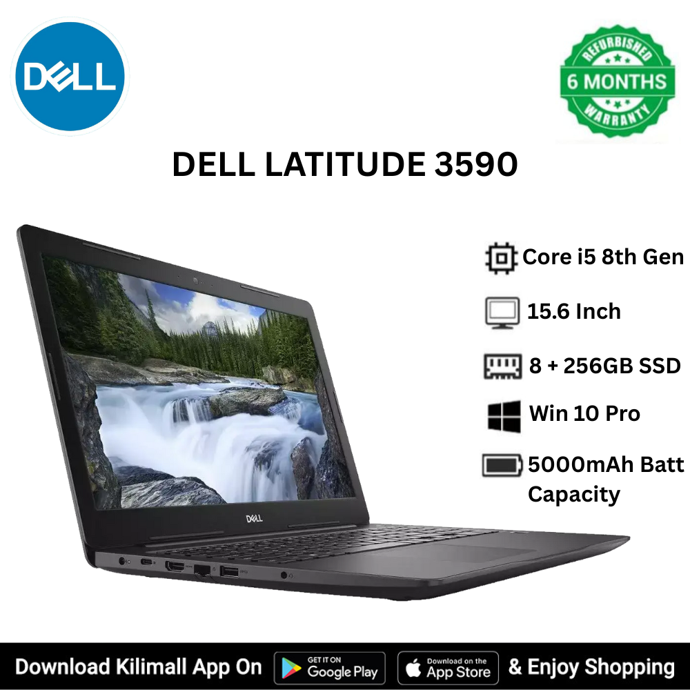 Refurbished DELL LATITUDE 3590 Laptop Core i5 Quad core 8th Gen RAM 8GB RAM 256 SSD15.6inch  LCD Display HD Webcam Windows 10 Pro Fingerprint Reader Lightweight Portable student Business laptop