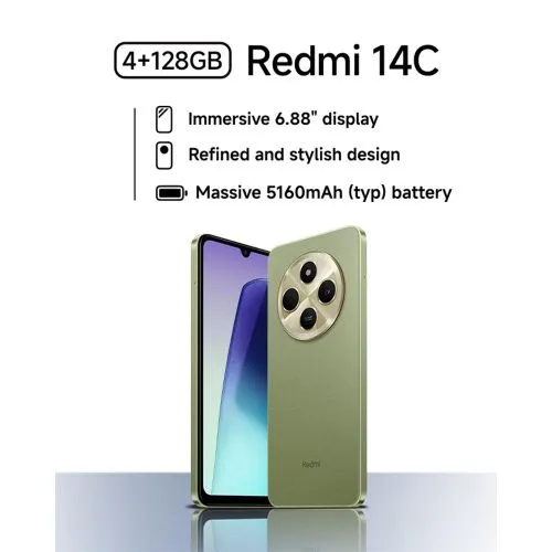 [New Arrival] Xiaomi Redmi 14C 128GB ROM+4GB RAM 6.88" 120Hz Display 50MP+13MP Camera 5160mAh Battery MTK Helio G81 Ultra Processor Corning Gorilla Glass 3 Fingerprint Unlock Smart Phone