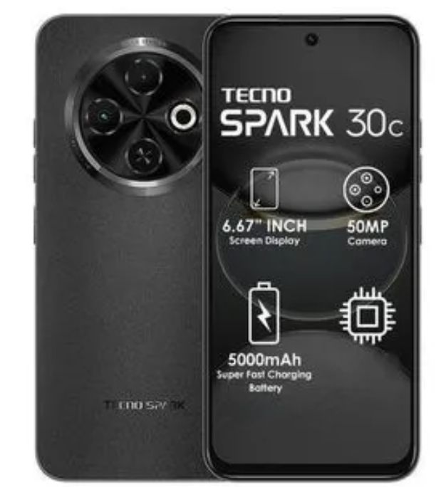 [New Arrival] TECNO SPARK 30C 128GB+4GB 120Hz 6.6" Dynamic Port 50MP Dual Speakers 7.8mm Ultra Slim 5000mAh 18W Type-C Dual SIM 4G Smart Phones Side Fingerprint phone