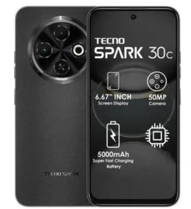 [New Arrival] TECNO SPARK 30C 128GB+4GB 120Hz 6.6" Dynamic Port 50MP Dual Speakers 7.8mm Ultra Slim 5000mAh 18W Type-C Dual SIM 4G Smart Phones Side Fingerprint phone