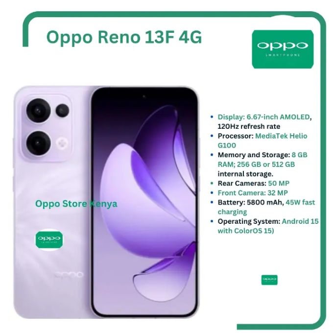 [New Launch] Oppo Reno 13F 8GB+256GB 6.67 Inches AMOLED 120Hz Display 50MP+32MP Front and Back Camera 5800mAh Battery 45W Fast Charge IP69 Dust Water Pressure Resistant Smart Phone