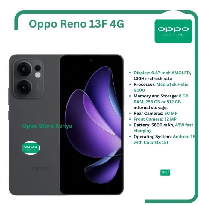 [New Launch] Oppo Reno 13F 8GB+256GB 6.67 Inches AMOLED 120Hz Display 50MP+32MP Front and Back Camera 5800mAh Battery 45W Fast Charge IP69 Dust Water Pressure Resistant Smart Phone