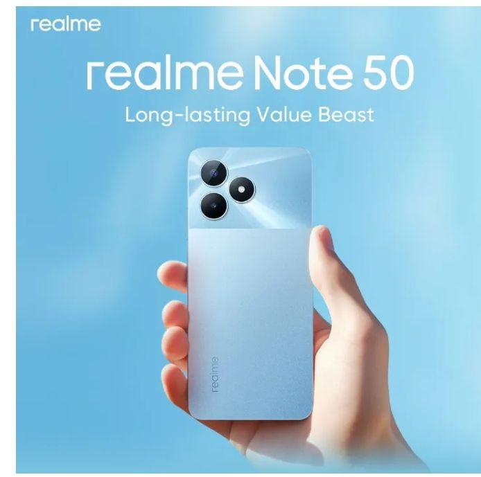 [New Arrival] Realme Note 50 256GB+8GB RAM 6.74" 90Hz Display 13MP+5MP Cameras Dual SIM IP54 Dust/Water Resistant 5000mAh Battery Fast Charge MicroSD Support Android Smart Phone