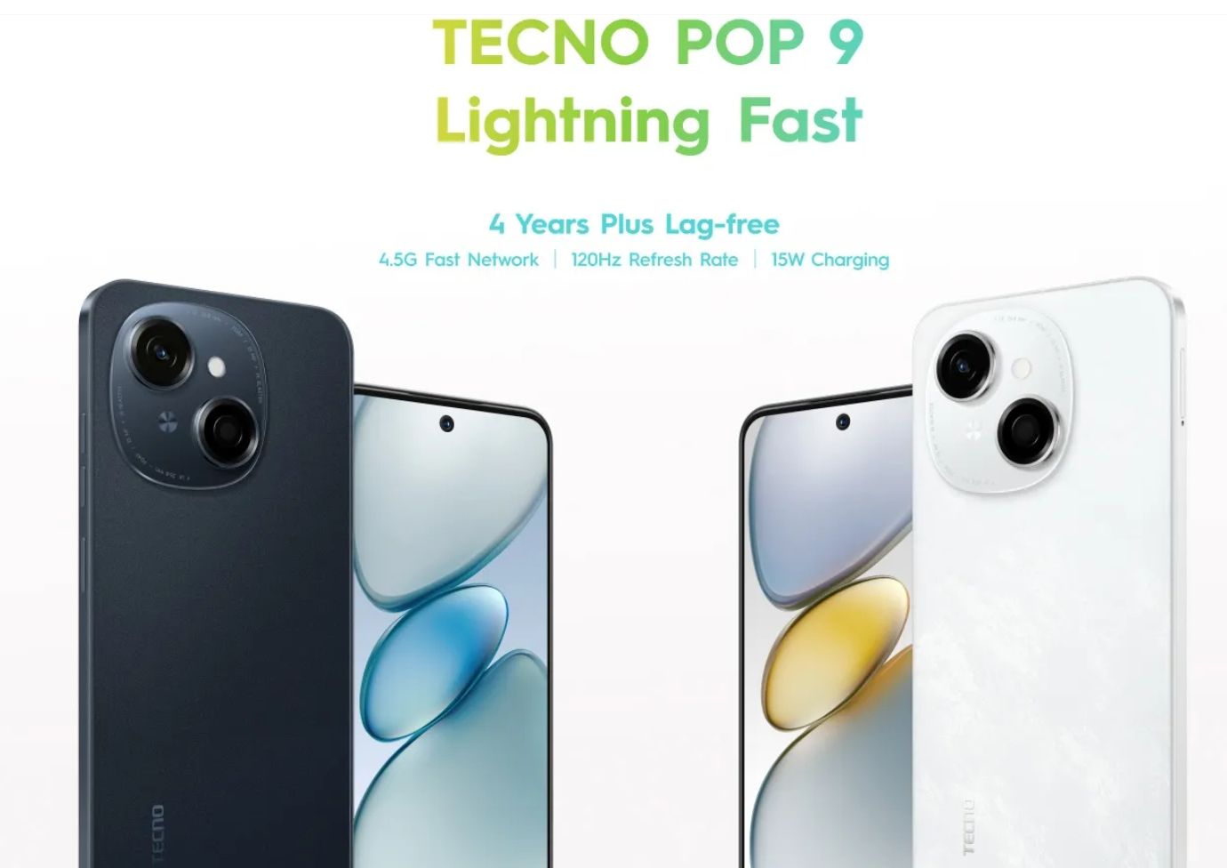 [New Arrival] Tecno Pop 9 128GB+6(3+3)GB 6.67" 90Hz Display Hole Screen Dynamic Port Stereo Dual Speakers 13MP Back Camera 5000mAh Battery Type-C Charging OTG Fingerprint Unlock Android Smart Phone