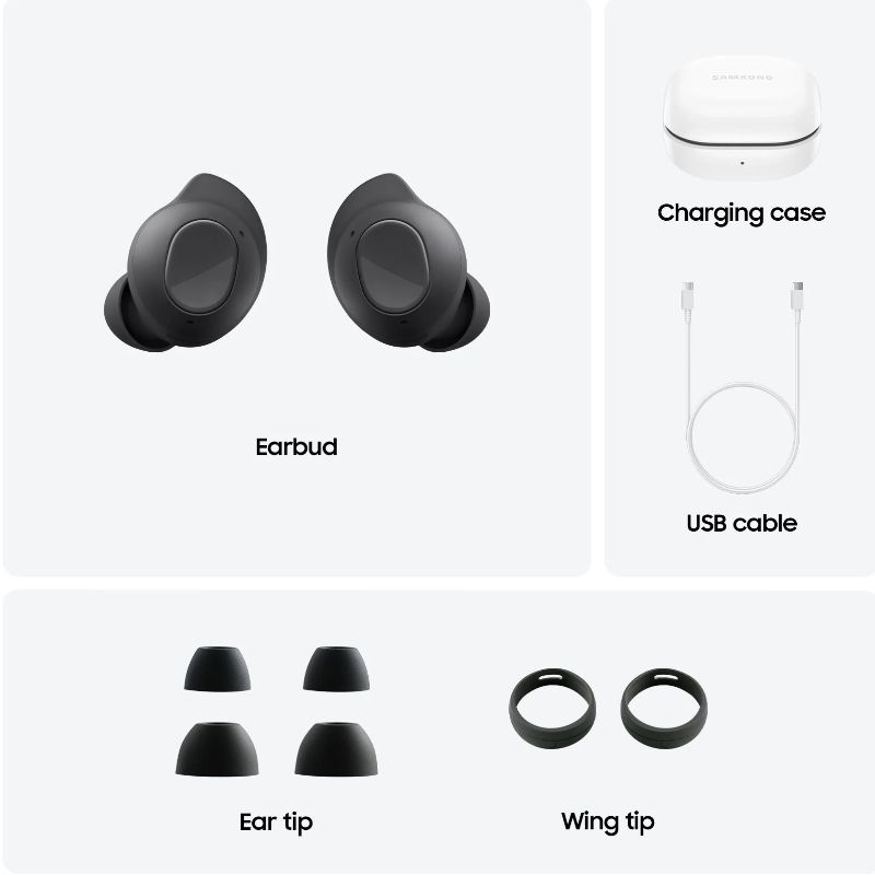[New Arrival] Samsung Galaxy Buds FE Active Noise Cancellation ANC IPX2 Water Resistant 3 Microphones on Each Bud 21+ hours Battery Deep, powerful sound