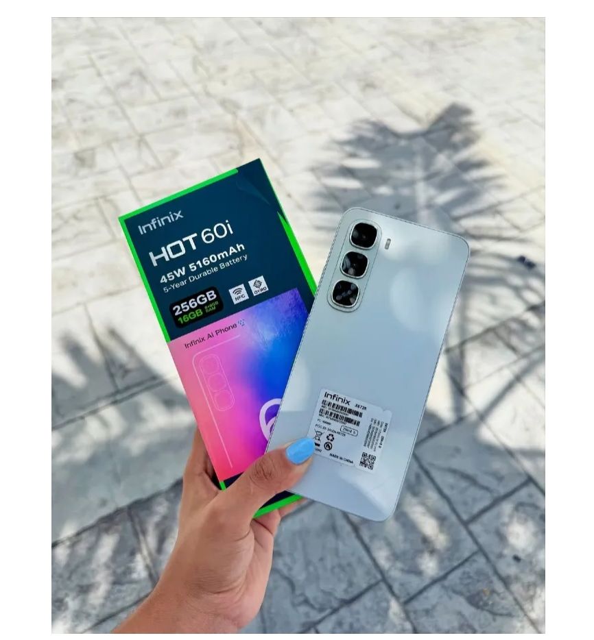 [New Arrival] Infinix Hot 60i 128GB+6GB 6.7" IPS LCD 120Hz Display 50MP Camera 5160mAh Battery 45W Fast Charging IP64 Dust/Water Resistant Dual SIM MTK Helio G81 Ultimate Bypass Charging AI Smartphone