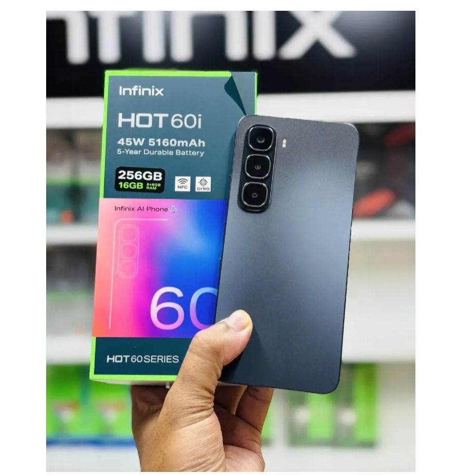 [New Arrival] Infinix Hot 60i 128GB+6GB 6.7" IPS LCD 120Hz Display 50MP Camera 5160mAh Battery 45W Fast Charging IP64 Dust/Water Resistant Dual SIM MTK Helio G81 Ultimate Bypass Charging AI Smartphone