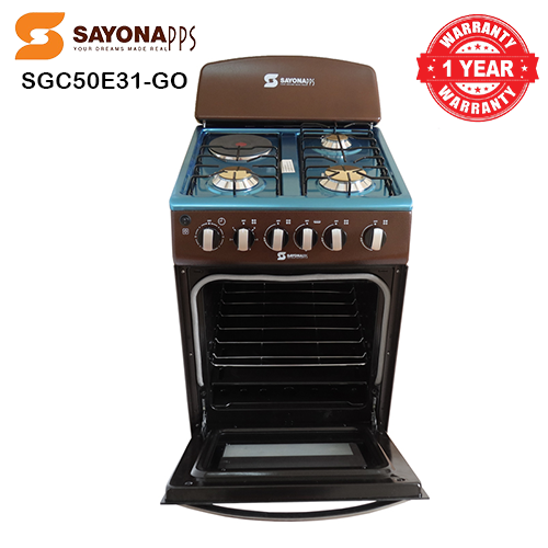 New Arrival Sayona SGC 50E31-GO Free Standing Gas Cooker, 50*55 Size with Gas oven 3 gas burners and 1 electric plate Standing Gas Cookers