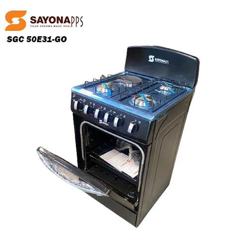 New Arrival Sayona SGC 50E31-GO Free Standing Gas Cooker, 50*55 Size with Gas oven 3 gas burners and 1 electric plate Standing Gas Cookers