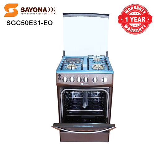 New Arrival Sayona SGC 50E31-EO Free Standing Gas Cooker, 50*55 Size with Electric oven 3 gas burners and 1 electric plate Standing Gas Cookers