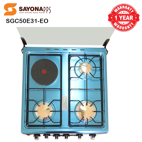 New Arrival Sayona SGC 50E31-EO Free Standing Gas Cooker, 50*55 Size with Electric oven 3 gas burners and 1 electric plate Standing Gas Cookers